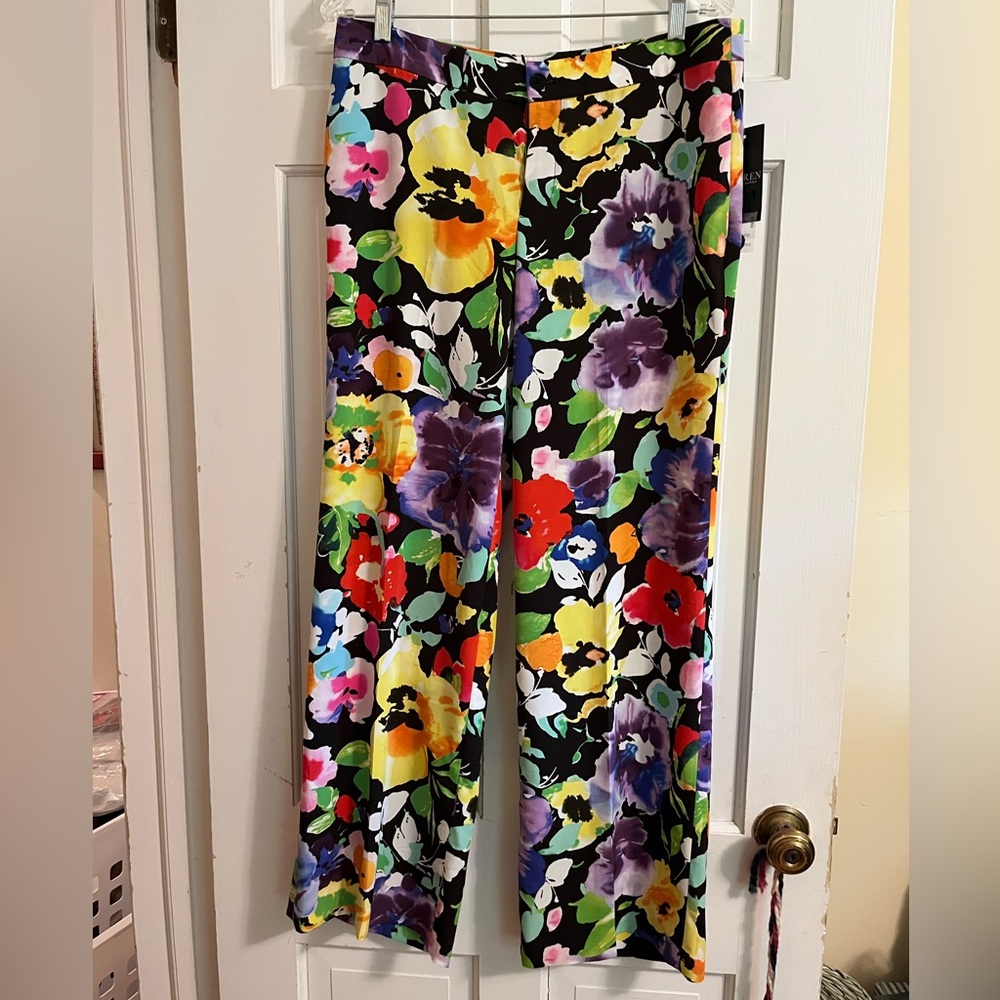 NWT Lauren by Ralph Lauren floral pants size 10P